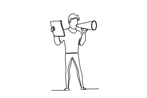 A director holds a script and a loudspeaker Stock Illustration