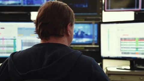 Director of the news in the hardware Stock Footage 76000150