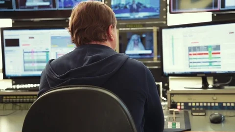 Director of the news in the hardware Stock Footage 76000435