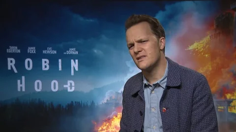 Director Otto Bathurst is interviewed for his movie Robin Hood - 2018 Video stock 100169208