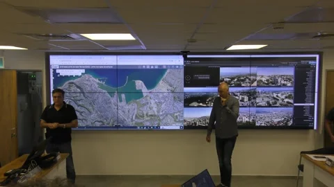 Director Security and Emergency Services talks about shelters at Command Center 스톡 동영상 282243830