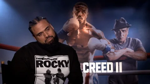 Director Steve Caple Jr. is interviewed for his movie Creed 2 - 2018 Video stock 100168891
