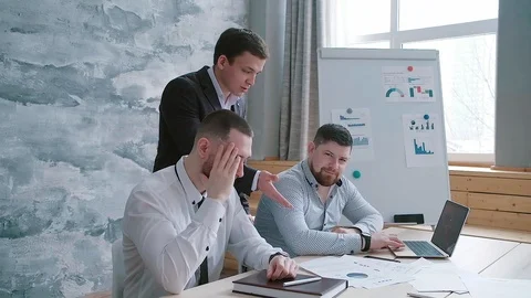 Director throws papers of new company development strategy Stock Footage 125635451