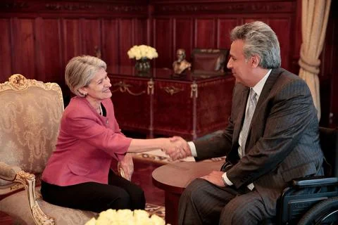 The director of Unesco reaffirms its commitment to cooperate with Ecuador, Quito Stock Photos