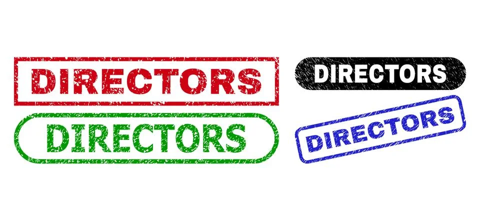 DIRECTORS Rectangle Stamps Using Scratched Texture Stock Illustration