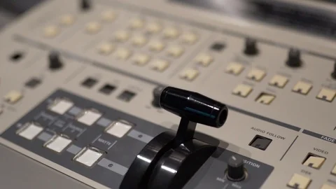 Director's television remote control, hand switches the toggle switch Stock Footage 124879439