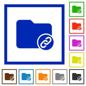 Directory attachment flat framed icons Stock Illustration