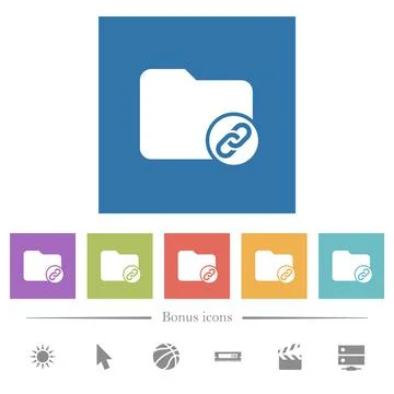 Directory attachment flat white icons in square backgrounds Stock Illustration