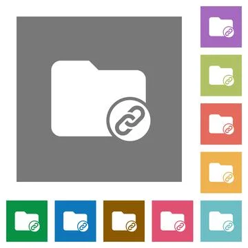 Directory attachment square flat icons Stock Illustration