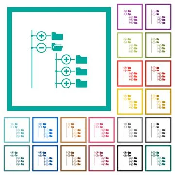 Directory browser flat color icons with quadrant frames Stock Illustration