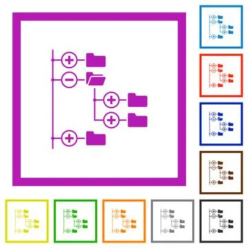 Directory browser flat framed icons 스톡 일러스트