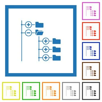 Directory browser flat framed icons Illustrazione stock