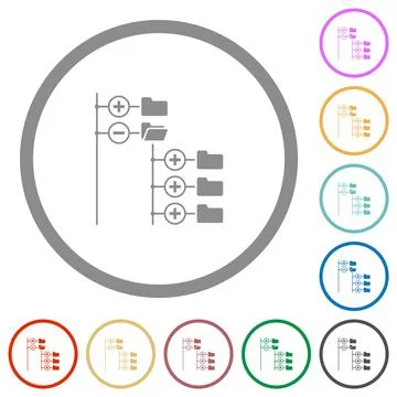 Directory browser flat icons with outlines Stockillustratie