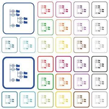 Directory browser outlined flat color icons Stock Illustration