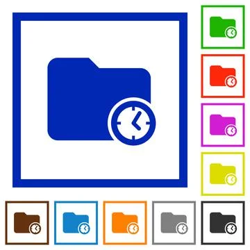 Directory creation time flat framed icons Illustrazione stock
