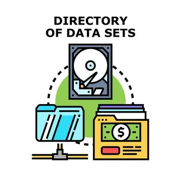 Directory of data sets analyzing information system Stockillustratie
