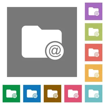 Directory email square flat icons Stock Illustration