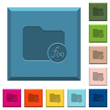 Directory functions engraved icons on edged square buttons Stock Illustration