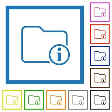 Directory Info outline flat framed icons Stock Illustration