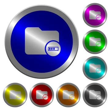 Directory processing luminous coin-like round color buttons Stock Illustration