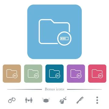 Directory processing outline flat icons on color rounded square backgrounds Illustrazione stock