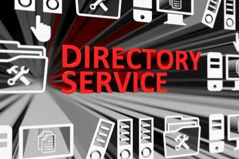 DIRECTORY SERVICE concept blurred background 3d render illustration Stock Illustration