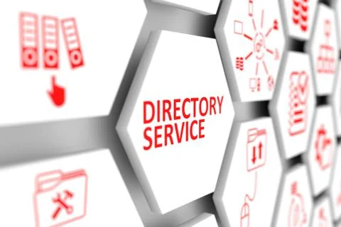 Directory service concept cell blurred background 3d illustration Stock Illustration