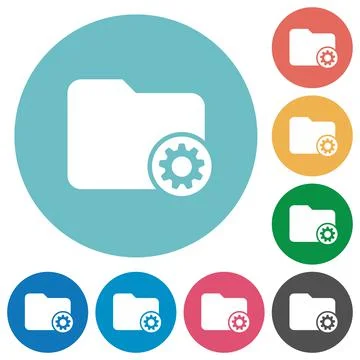 Directory settings flat round icons Stock Illustration