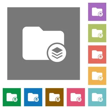 Directory structure square flat icons Stock Illustration