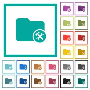 Directory tools flat color icons with quadrant frames イラスト素材