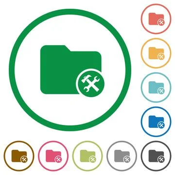 Directory tools flat icons with outlines Stock Illustration