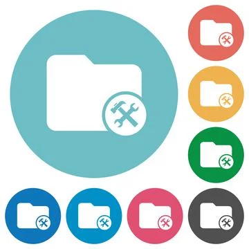 Directory tools flat round icons Stock Illustration