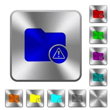 Directory warning rounded square steel buttons Stock Illustration