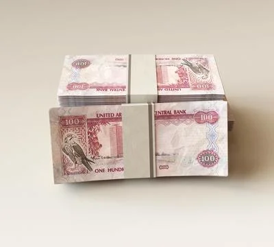 Dirham Cash Note Pile Stock Photos