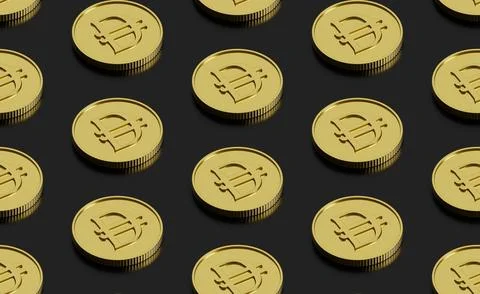 Dirham coins isometric seamless pattern. 3D illustration. Stock Illustration
