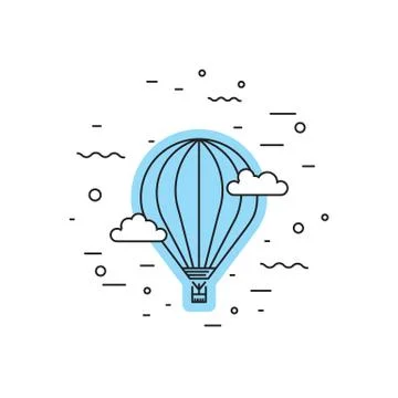 Dirigible and hot air balloons airship. Stock Illustration