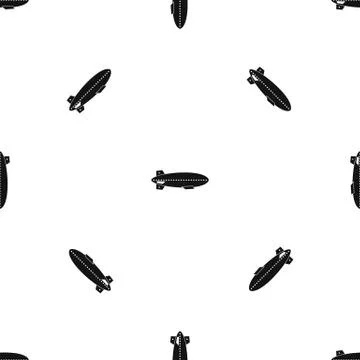 Dirigible balloon pattern seamless black Stock Illustration