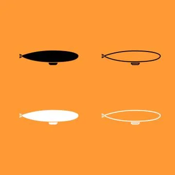 Dirigible black and white set icon . Stock Illustration