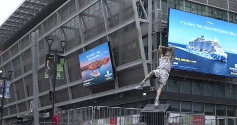 Dirk Nowitzki Statue Dallas Tx Slow Motion Clip Video stock 240147775