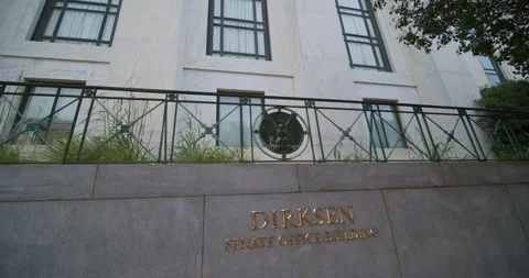 The Dirksen Senate Office Building, Washington D.C., Pan up building. Stock Footage 138704382
