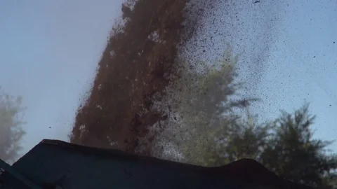 Dirt Dumping in  Slow Motion Quarry Stock Footage 81796513