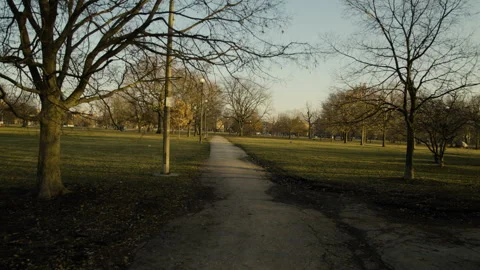 Dirt path in a Chicago park Stock Footage 276378891