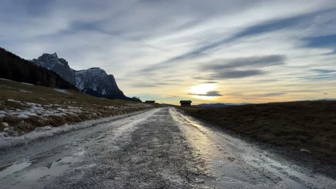 Dirt path in the mountains in the evening Stock Footage 232382171