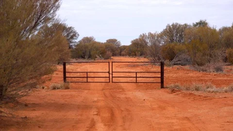 Dirt Road and Gates Backdrop 1 Stock Footage 128339877
