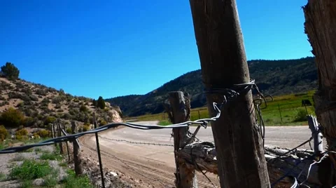 Dirt Road Barbed Wire Abandoned Ranch High Desert Video stock 47475247