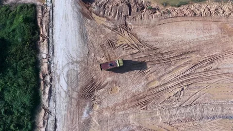 Dirt road construction site viewed from above Stock Footage 341411497