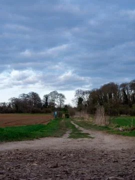 Dirt road going trough the fields in Kanne Stock Photos