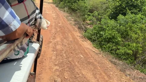 Dirt road to Ta Prasith Stone Carving at Koh Rong Samloem in Cambodia Stock Footage 337090369