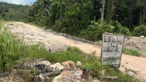 Dirt Road to Ta Prasith Stone Carving at Koh Rong Samloem in Cambodia Stock Footage 337090414