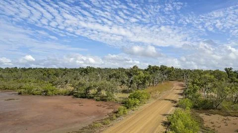 Dirt Road Through Bushland And Salt Pans Stock Photos
